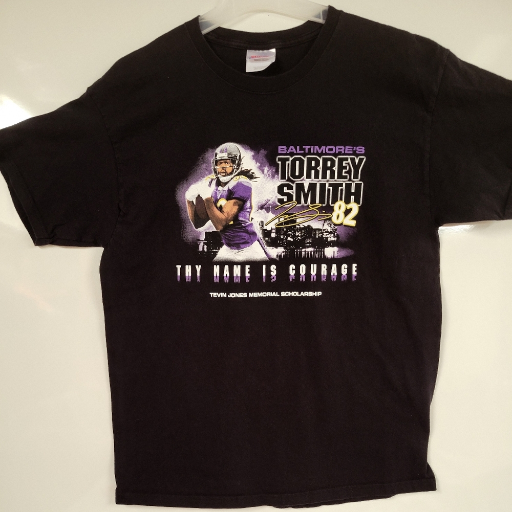 Baltimore Ravens Torrey Smith Black Hanes Heavyweight T-Shirt, Large